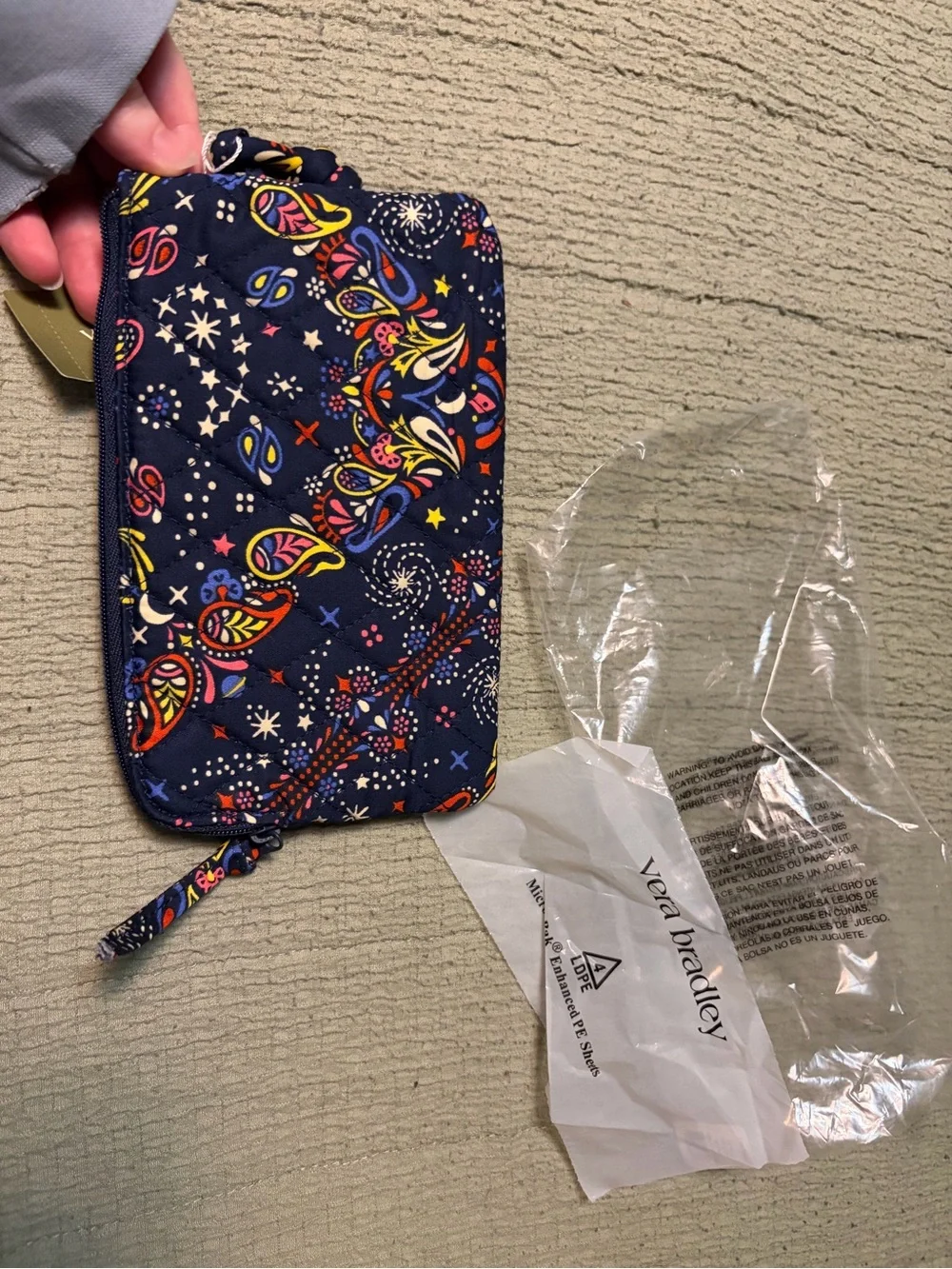 Vera Bradley Navy Starry Paisley Wristlet Phone Pouch